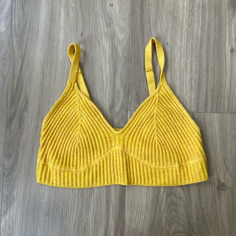 Wild Fable Yellow Ribbed Knit Crop Top